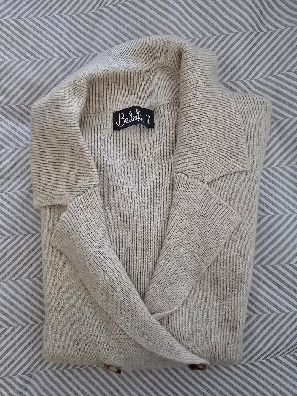 Girls' Cream Knit Cardigan Sweater - 12